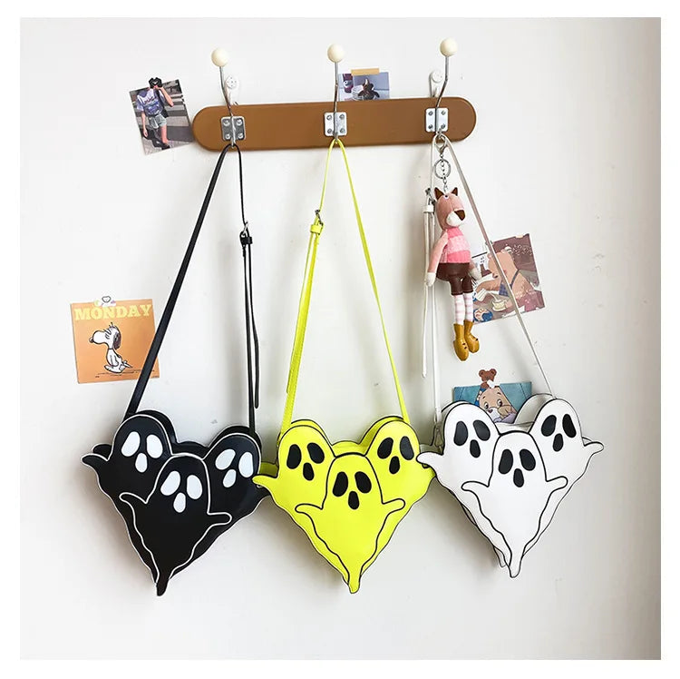 Halloween Purse Funny Ghost Shaped Shoulder Bag for Yong Girls Crossbody Bag Leather Bag