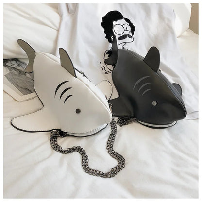 Nouveau sac de dessin animé à la mode sac à bandoulière mignon requin femme personnalité drôle sac messager moche et mignon