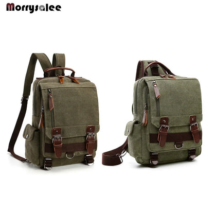 New Canvas Bag Men Bag Retro Shoulder Solid Color Zipper Single Root, Double Root Vertical Section Square Menus Diagonal Package