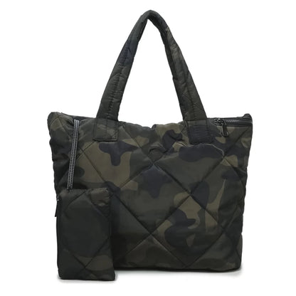 Bolsos de hombro de algodón de moda para mujer, bolsos de diseñador de 3 piezas, bolsos de mano, bolso cruzado espacial, bolsos grandes para mujer, bolsos grandes de color verde militar