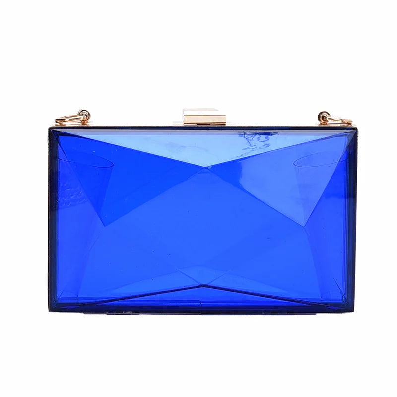 Transparent Chain Shoulder Bag Women's Korean Fashion Personalized Casual Clip Messenger Bag Acrylic Box Chain Bag