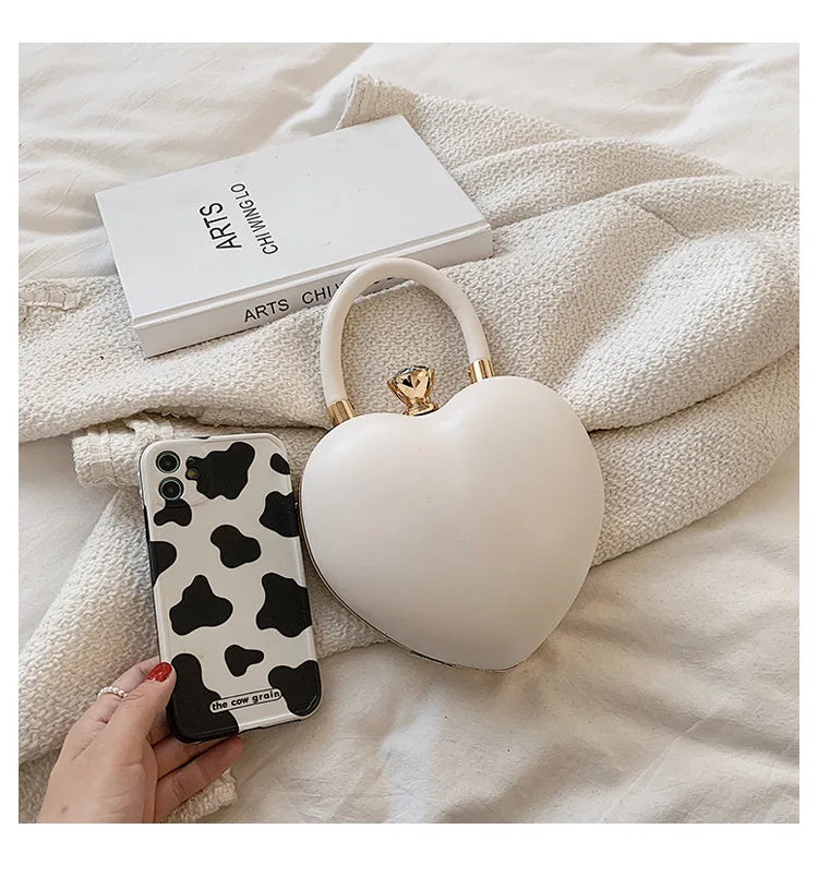 Bolsos y carteras para mujer, bolso de hombro con forma de corazón de amor blanco, bolso cruzado con cadena para mujer, bolso de mano y cartera para mujer