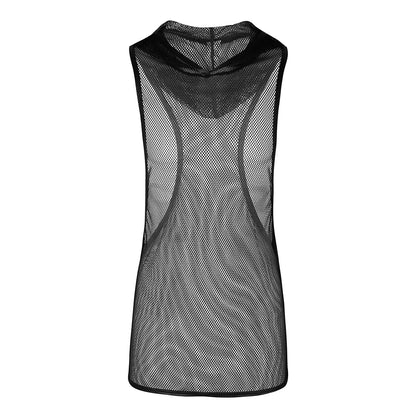 YiZYiF Mens Sexy Black Mesh See Through Clubwear Tank Vest Shirt T-Shirt  Fishnet Club Party wear free shipping