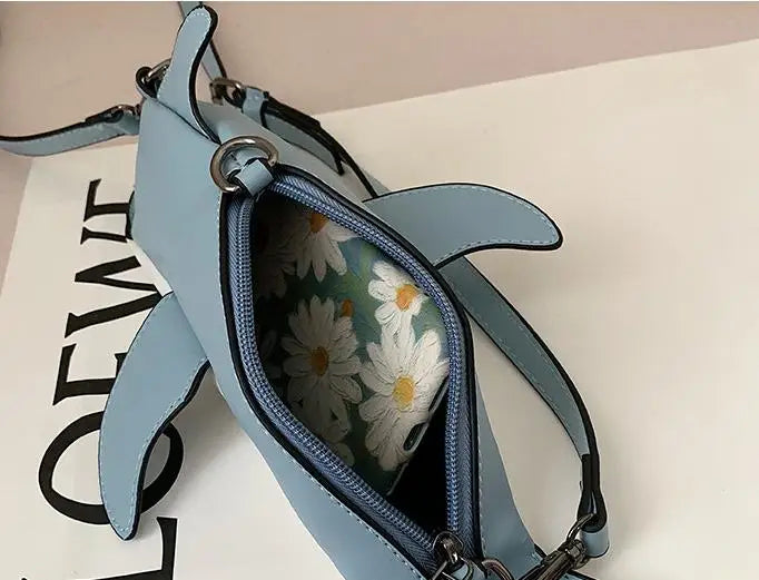 Bolso de mano con forma de delfín para mujer, bandolera informal de piel sintética para mujer, bonito bolso de fiesta, nuevo monedero