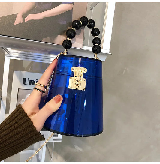 Acrylic Box Bucket Bag Chain Mini Crossbody Bag Fashion Shoulder Bag Women Purses and Handbags Designer Bag Clutch Bag