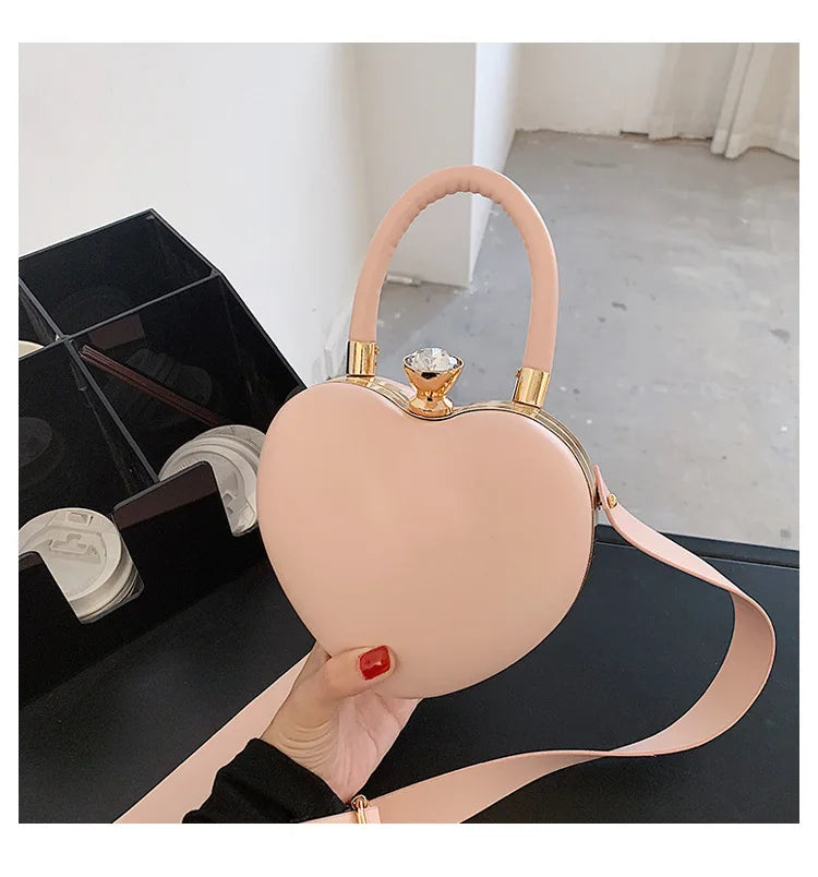 Bolsos y carteras para mujer, bolso de hombro con forma de corazón de amor blanco, bolso cruzado con cadena para mujer, bolso de mano y cartera para mujer