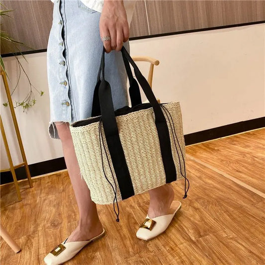 Bolsos de mano informales de ratán para mujer, bolsos de hombro tejidos de mimbre, bolso de paja para playa de verano, bolso de mano de gran capacidad para mujer, bolsos grandes Bali 2021