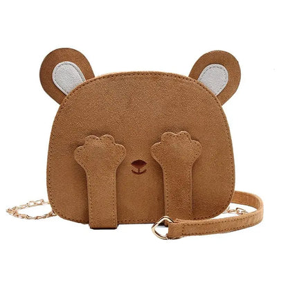 Bolso de hombro con diseño de oso de dibujos animados para mujer, bonito bolso de ante con diseño de oso, bolso cruzado con cadena para mujer, bolso de piel sintética, minibolsos con diseño de animales, novedad de 2019