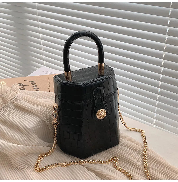 Fashion Women's Bag Stone Pattern PU Leather Handbag Small Bag Female Chain Messenger Bag