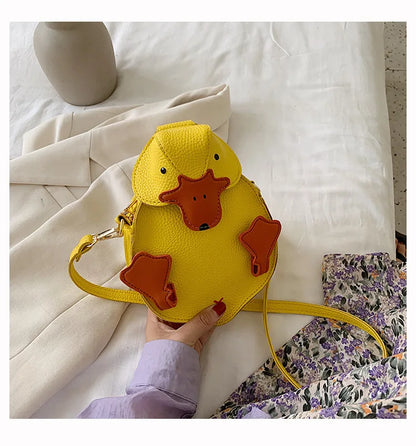 Bolso de hombro con diseño de pato de dibujos animados, pequeño bolso cruzado para mujer, bolso de mensajero, carteras y bolsos para niñas, bolso de piel sintética