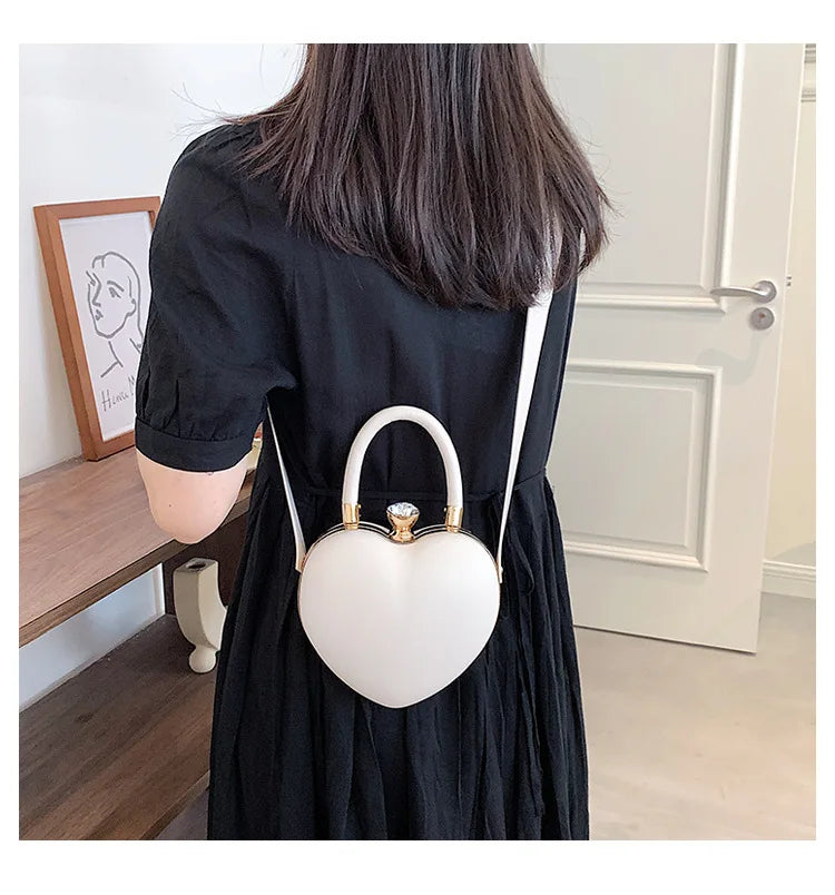 Bolsos y carteras para mujer, bolso de hombro con forma de corazón de amor blanco, bolso cruzado con cadena para mujer, bolso de mano y cartera para mujer