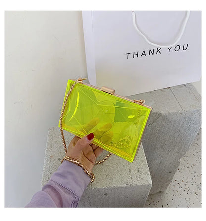 Transparent Chain Shoulder Bag Women's Korean Fashion Personalized Casual Clip Messenger Bag Acrylic Box Chain Bag