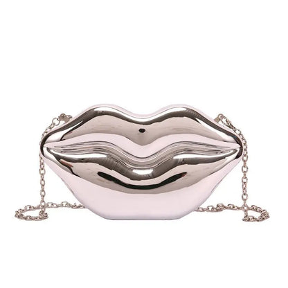 Bolso de mano con forma de labios dorados para mujer, bolso de hombro con cadena acrílica de alta calidad para mujer, bolso de noche, bolso con forma de labios