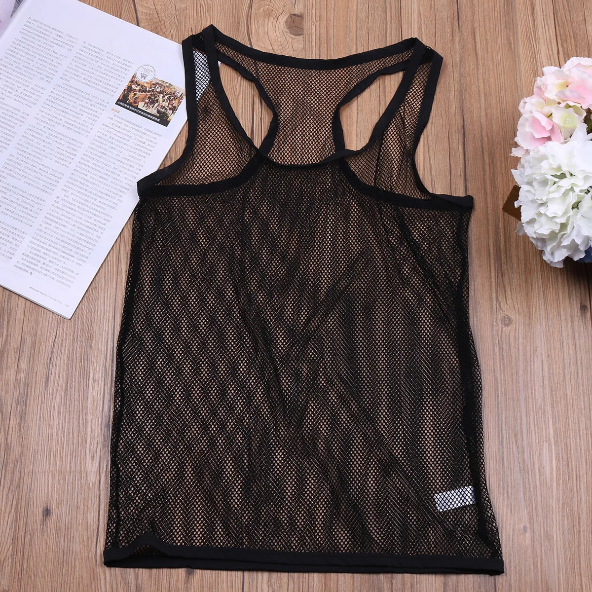 YiZYiF Mens Sexy Black Mesh See Through Clubwear Tank Vest Shirt T-Shirt  Fishnet Club Party wear free shipping