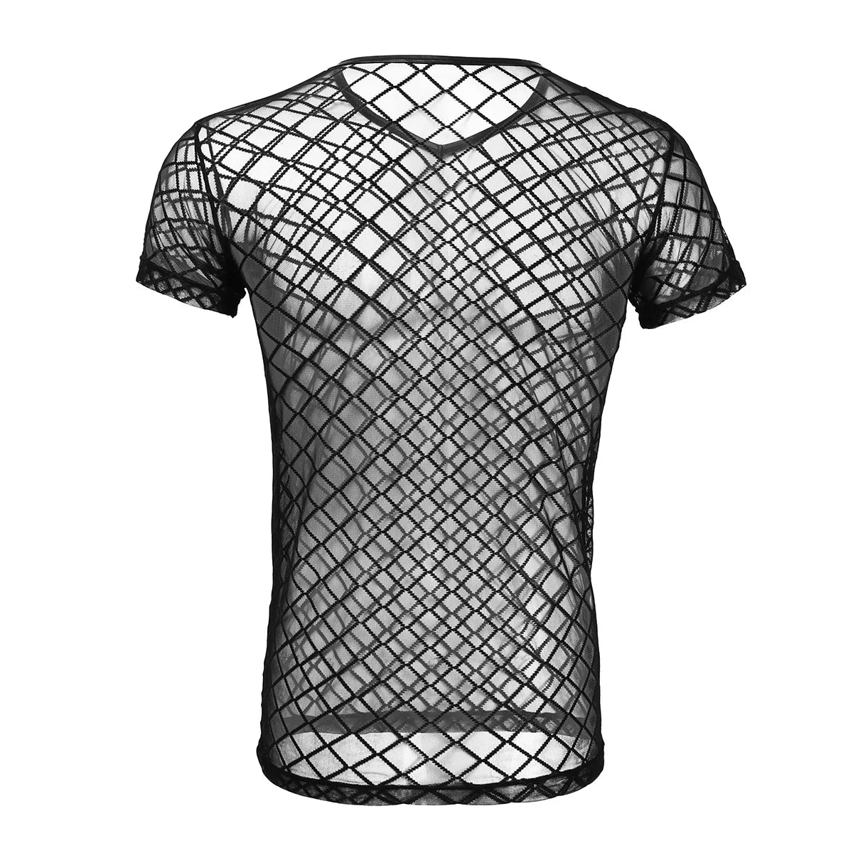 2022 Fashion Men Mesh T Shirt See Through Short Sleeve Slim Party Nightclub Wear Sexy T-shirts Top Thin Breathable Camiseta