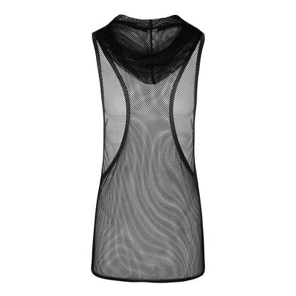 YiZYiF Mens Sexy Black Mesh See Through Clubwear Tank Vest Shirt T-Shirt  Fishnet Club Party wear free shipping