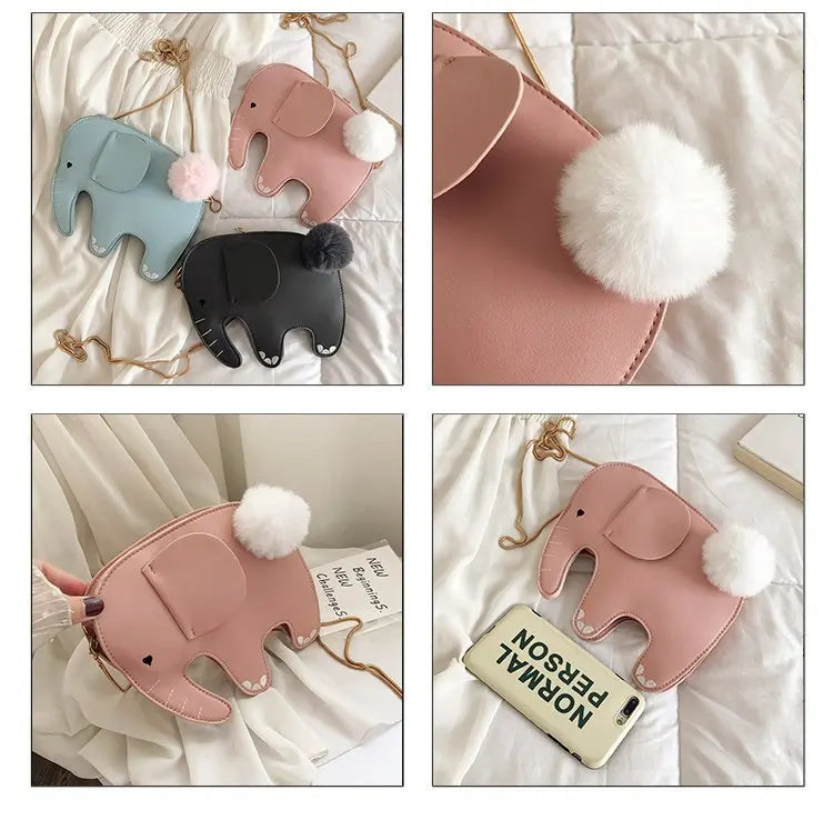 Bolso con forma de elefante, bonito bolso de cadena con dibujos animados para niñas, bolso de hombro pequeño para mujer, minibolso con cadena, bolso para teléfono de mujer, cartera y bolso de mano