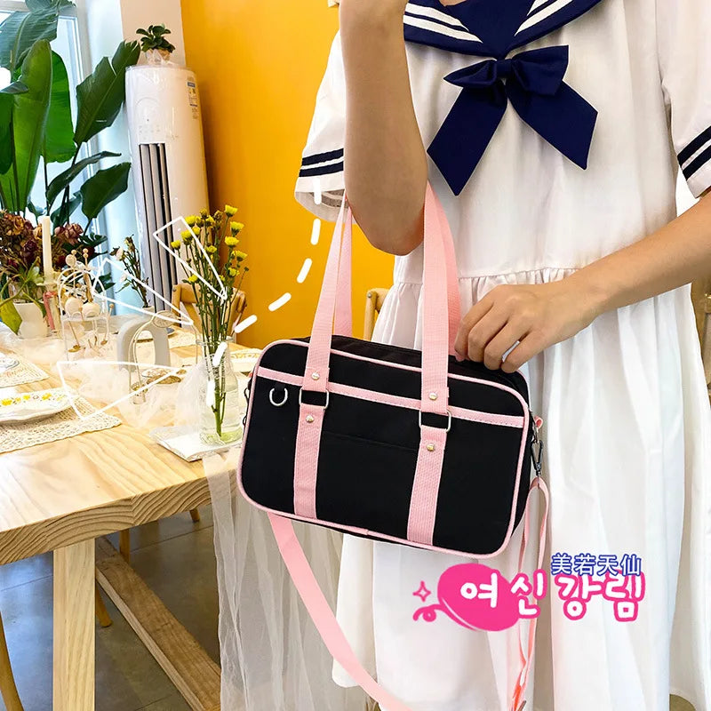 JK Uniform Bag School Girls Preppy Style Japanese JK Shoulder Bag Small Nylon Bag Handbags Simple Hand Bag Crossbody Bags Women