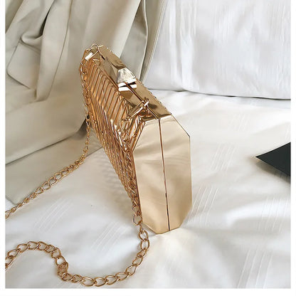 Unique Design Metal Hollow Fashion Women's Evening Clutch Bag Ladies Chain Shoulder Bag Crossbody Messenger Party Bag Frame