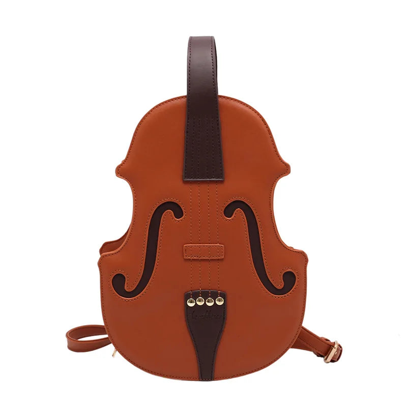 Bolso de mano con diseño de violín para mujer, estilo musical, de piel, novedoso, tipo bandolera, con asa para el hombro