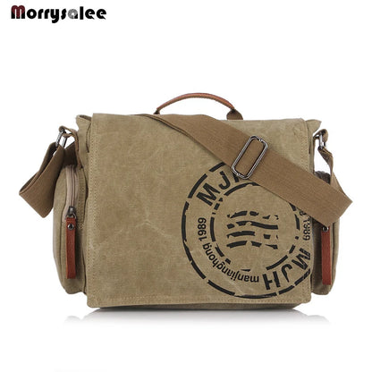 Sac à main en toile de coton pour homme, sac à bandoulière tendance, sac messager, version décontractée, poche à rabat pour téléphone portable, poche intérieure à fente