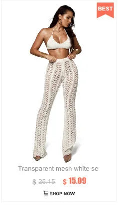 Fishnet Sexy Tunic Pants Women Long Bottoms Mesh Hollow Out Transparent Beach Club Party Crystal Rhinestones Diamonds Trousers