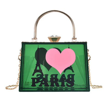 Sac à main transparent en acrylique pour femme, joli sac à bandoulière transparent en Lucite, pochette de soirée, sac à bandoulière avec chaîne