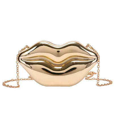 Bolso de mano con forma de labios dorados para mujer, bolso de hombro con cadena acrílica de alta calidad para mujer, bolso de noche, bolso con forma de labios