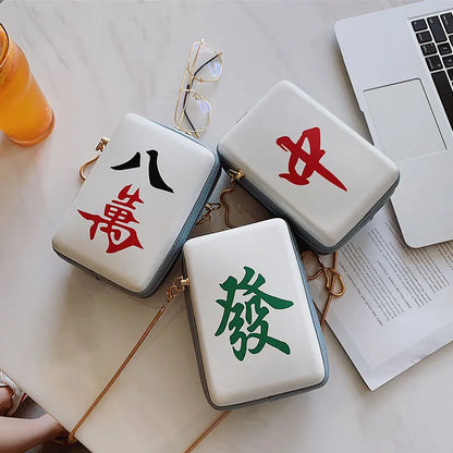 Bolsos cruzados con estampado de Mahjong para mujer, bonitos bolsos de hombro con cadena a la moda, pequeños bolsos de mensajero para mujer