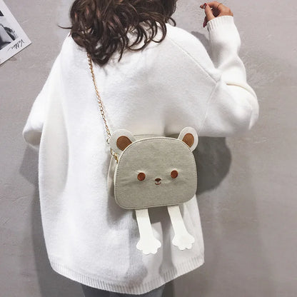 Lovely Cute Women Bag 2019 New Korean Mini Bear Bag Fashion Girl Messenger Handbag Chain Single Shoulder Bag Purses