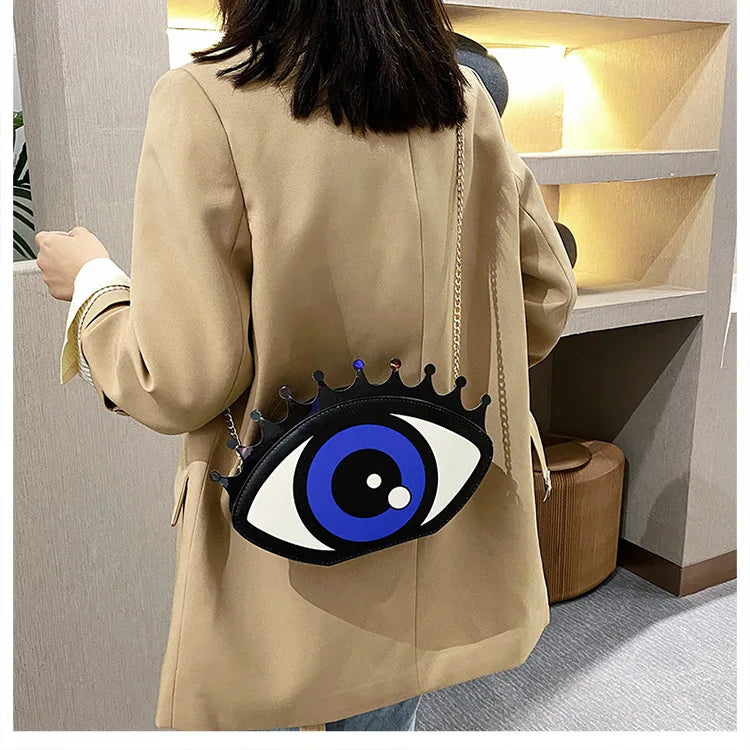 Bolso de mano con cadena de noche novedoso, bolso de hombro irregular para mujer, bolso de hombro con forma de ojos lindos