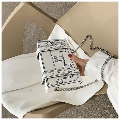 Cute Handbag For Women Printing Box Shape Shoulder Bag Ladies Square  Crossbody Small Bag