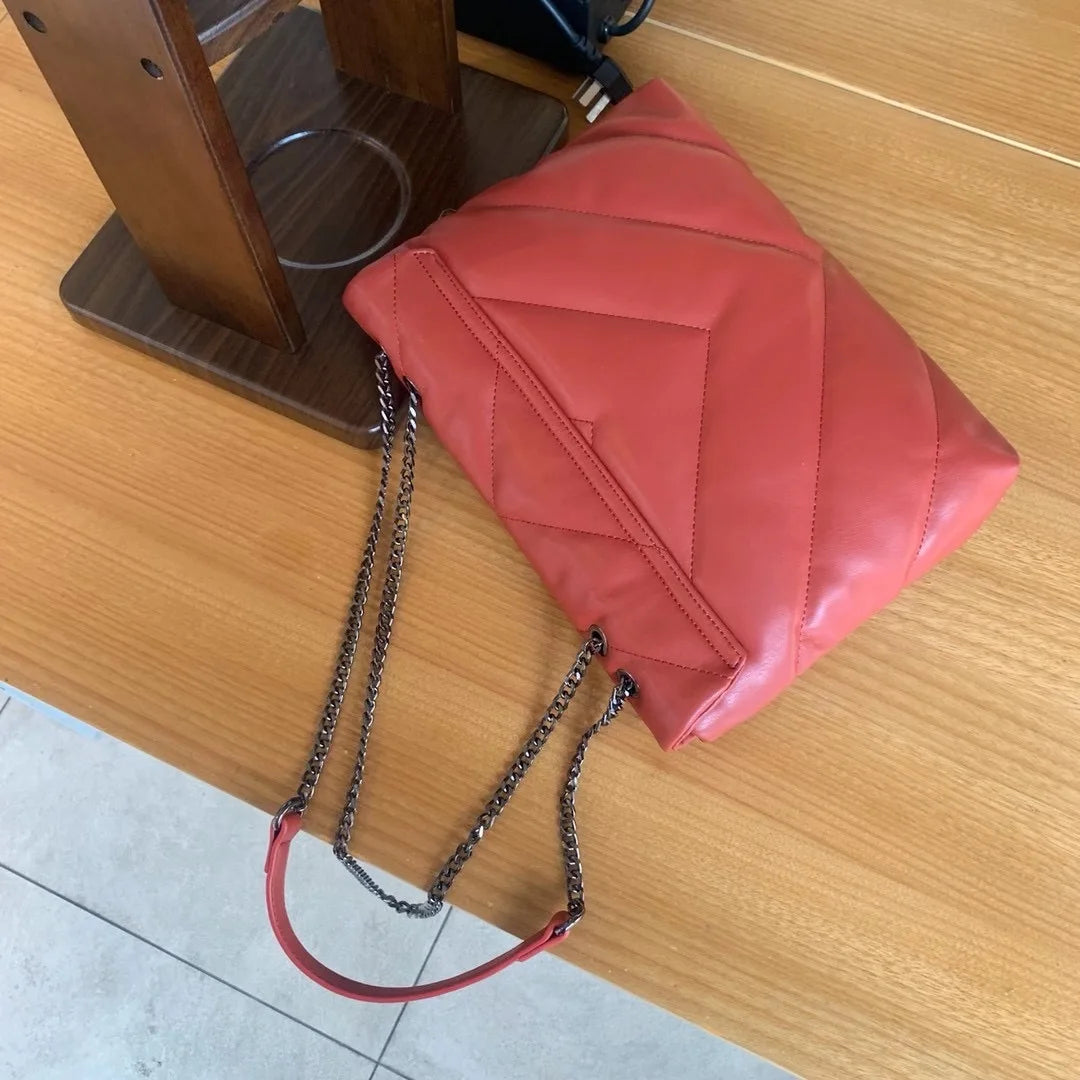 Bolsos de hombro con cadena de eslabones de moda para mujer, bolsos cruzados de diseñador, bolsos de mensajero de cuero sintético suave de lujo, bolsos de mano de gran capacidad