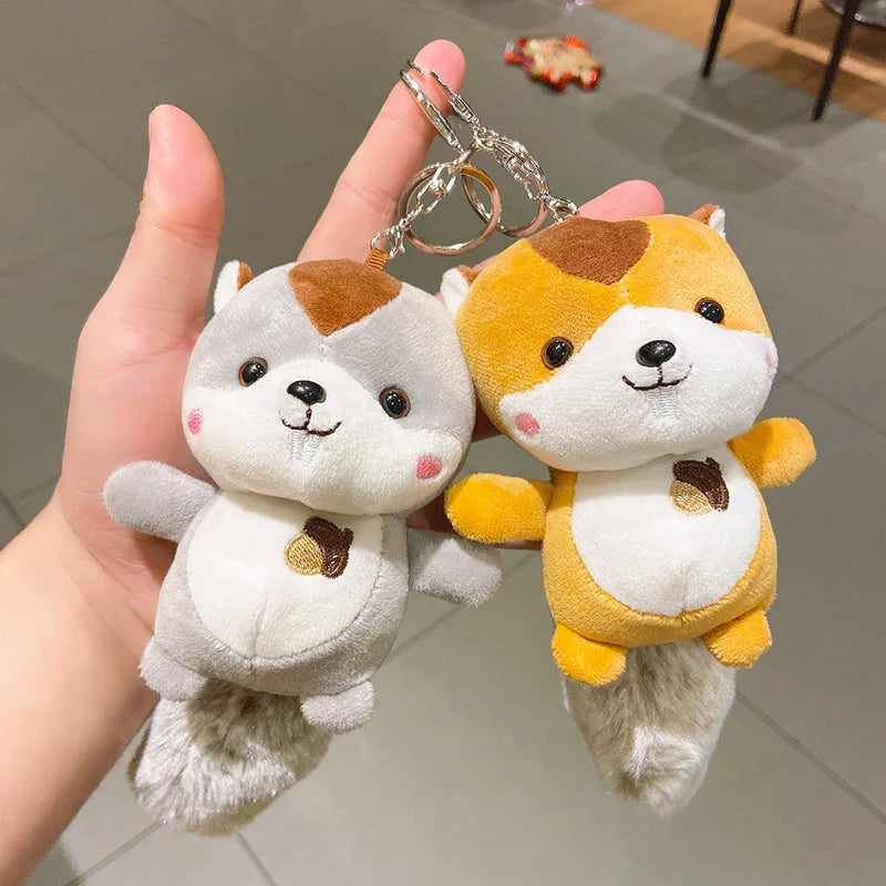 Plush Squirrel Bag Accessories Keychain Handbag Backpack Pendant Charms Cute Key Chain Couple Phone Charm Bag Ornament Girl Gift