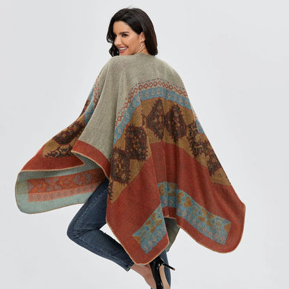 Poncho de moda de invierno para mujer, capa, bufanda de imitación de cachemira, bufandas para mujer, chales cálidos, ponchos para mujer, bufandas para mujer