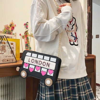 Women fashion cute shoulder bag sweet and funny personality embroidery love letter car pu messenger bag female