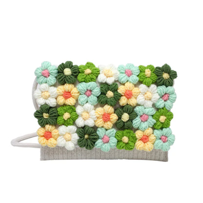 Bolsos de punto de moda Bolso de mano con flores para mujer Nuevo bolso de mensajero de un solo hombro cosido fresco