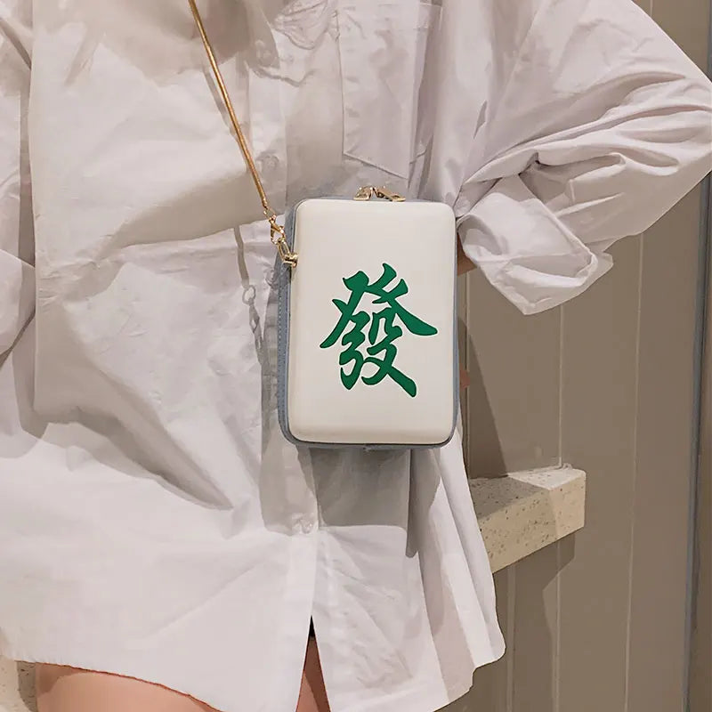 Bolsos cruzados con estampado de Mahjong para mujer, bonitos bolsos de hombro con cadena a la moda, pequeños bolsos de mensajero para mujer