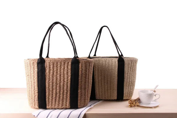 Bolsos de mano informales de ratán para mujer, bolsos de hombro tejidos de mimbre, bolso de paja para playa de verano, bolso de mano de gran capacidad para mujer, bolsos grandes Bali 2021