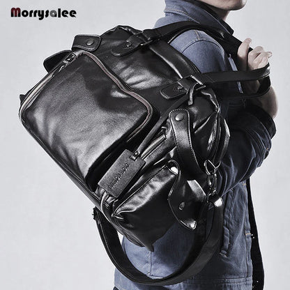 Sac seau pour hommes en cuir PU sac de voyage décontracté grande capacité bagages homme décontracté mode voyage sacs à bandoulière nouveau 2024