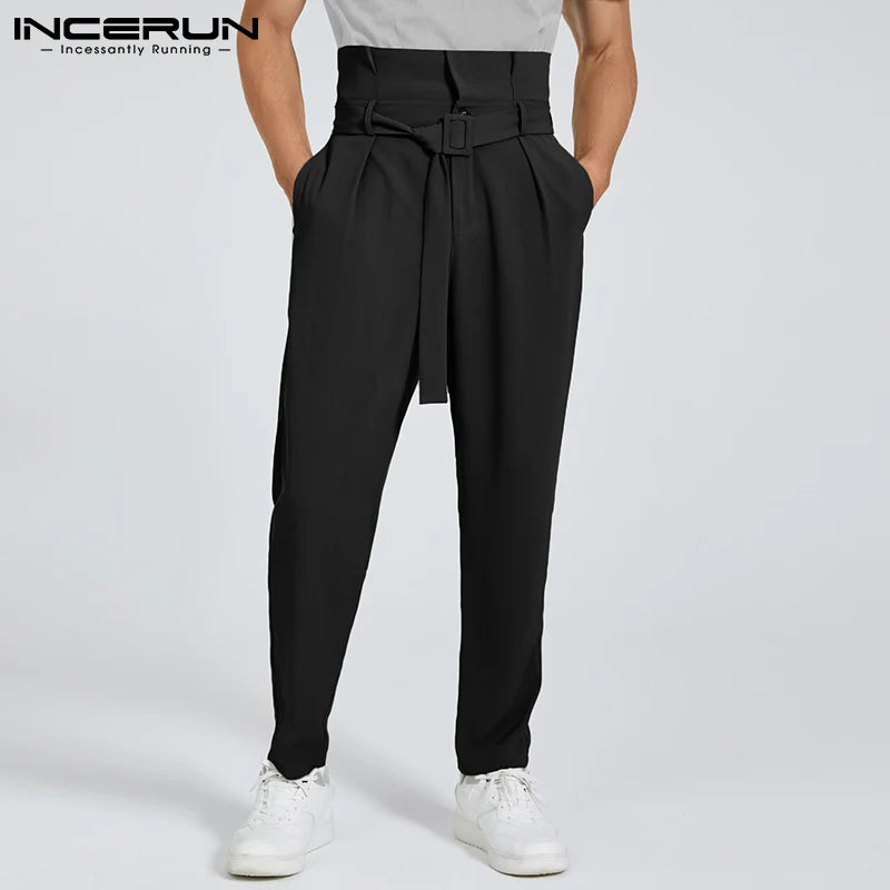 Pantalons à la mode pour hommes, nouveaux pantalons solides et bien ajustés, pantalons décontractés à lacets avec poche, pantalons longs cargo S-5XL INCERUN 2024