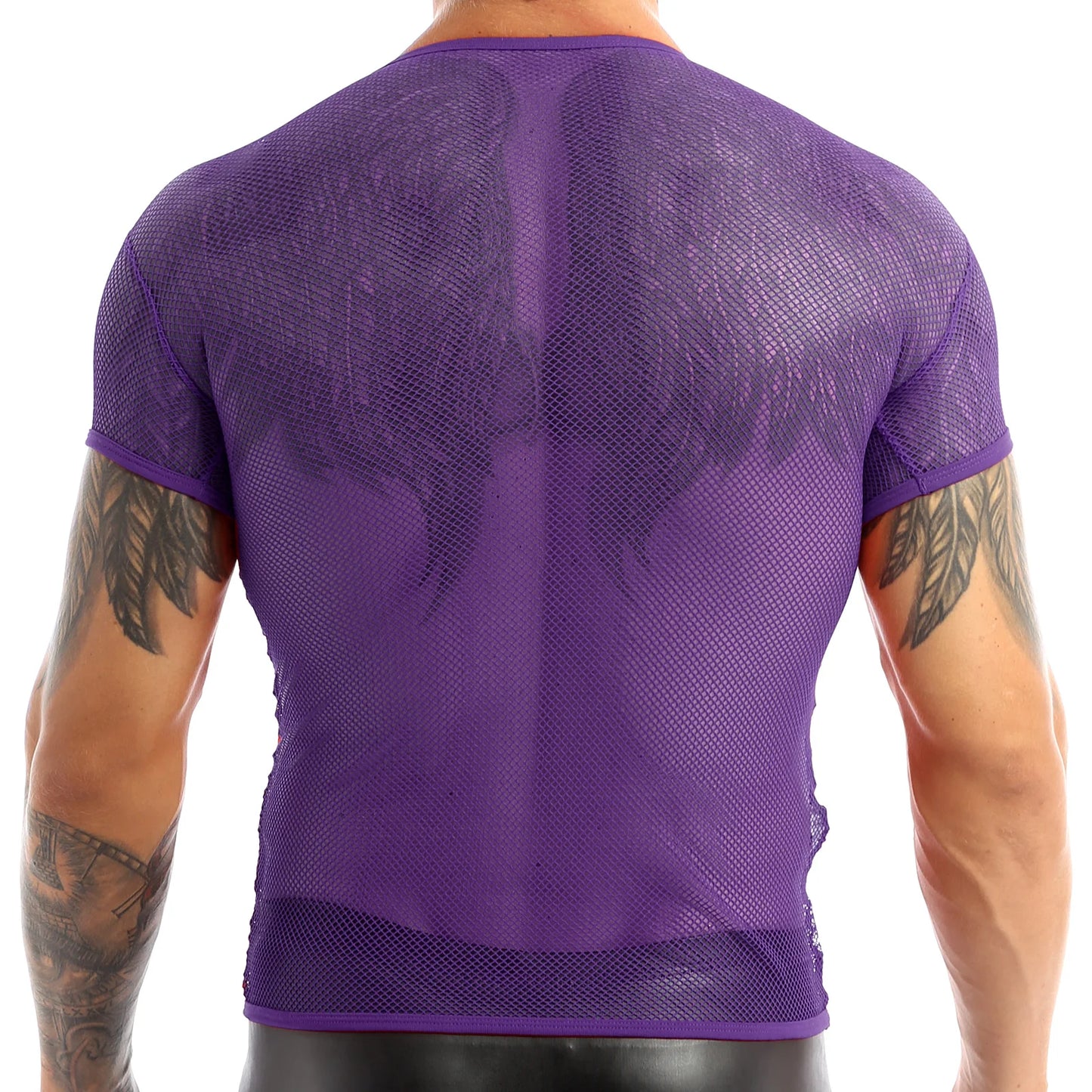 2022 Fashion Men Mesh T Shirt See Through Short Sleeve Slim Party Nightclub Wear Sexy T-shirts Top Thin Breathable Camiseta