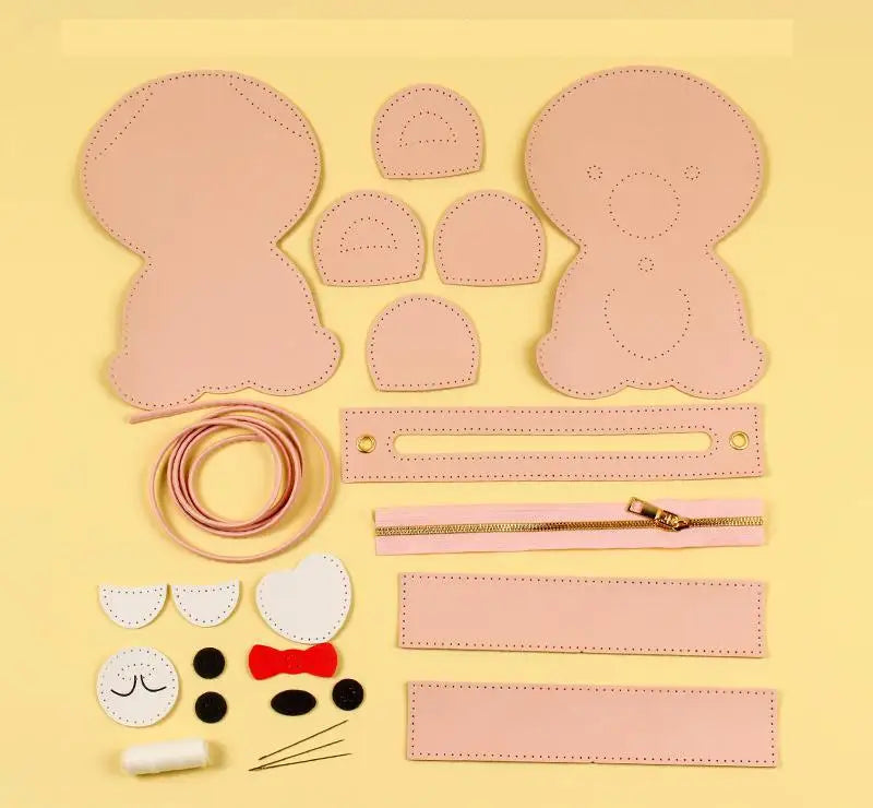 Cute Bear Shoulder Bag For Girls DIY Bear PU Material Set For Coin Phone Bag Handbag Sewing Gifts For Christmas