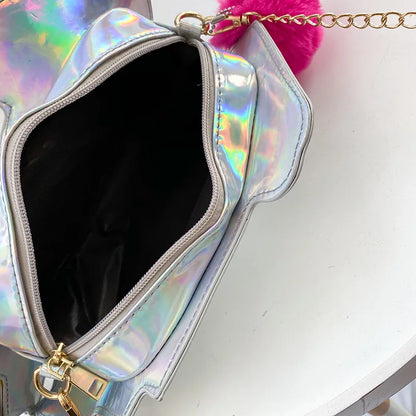 Ice Cream Car Messenger Bag Funny Personality Dazzling Color Laser Shoulder Bag Women Funny Messenger Bag Crossbody Chain Bag