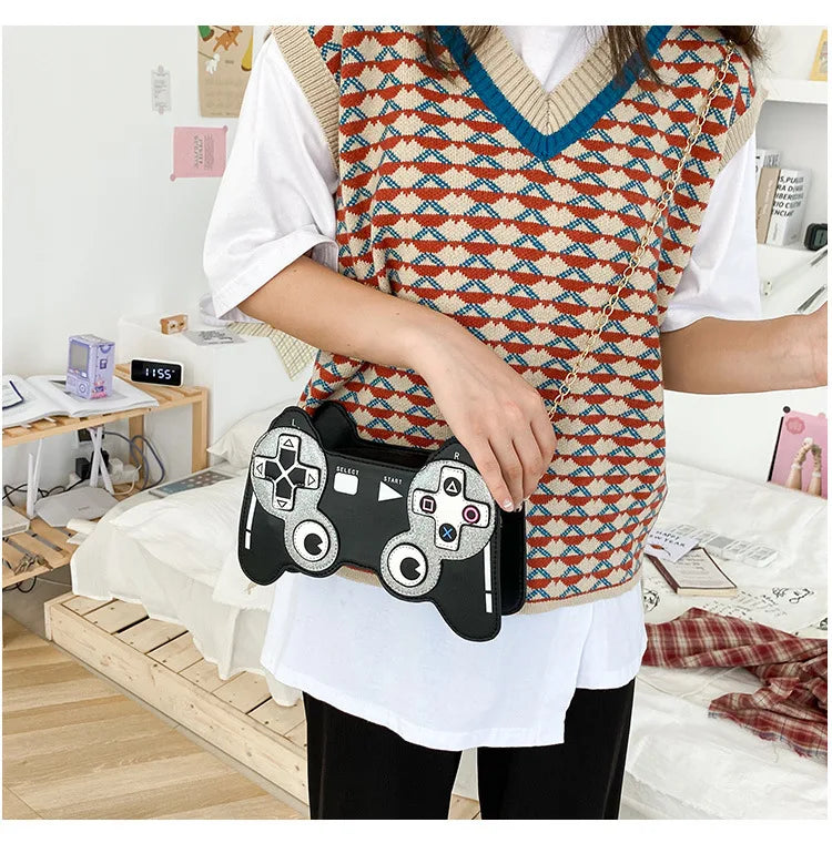 Bolso bandolera de PU con máquina de juegos divertida y personalidad creativa para mujer, bonito bolso de hombro con cadena pequeña, bolso cruzado para mujer