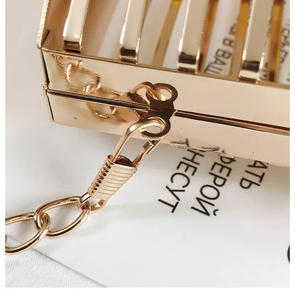 Unique Design Metal Hollow Fashion Women's Evening Clutch Bag Ladies Chain Shoulder Bag Crossbody Messenger Party Bag Frame