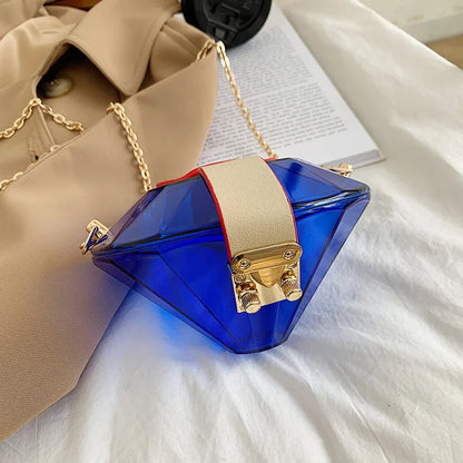 Mini sac à bandoulière en acrylique pour femme, sac à grande chaîne transparent, nouvelle mode 2021, sac messager rouge