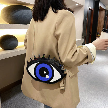 Bolso de mano con cadena de noche novedoso, bolso de hombro irregular para mujer, bolso de hombro con forma de ojos lindos