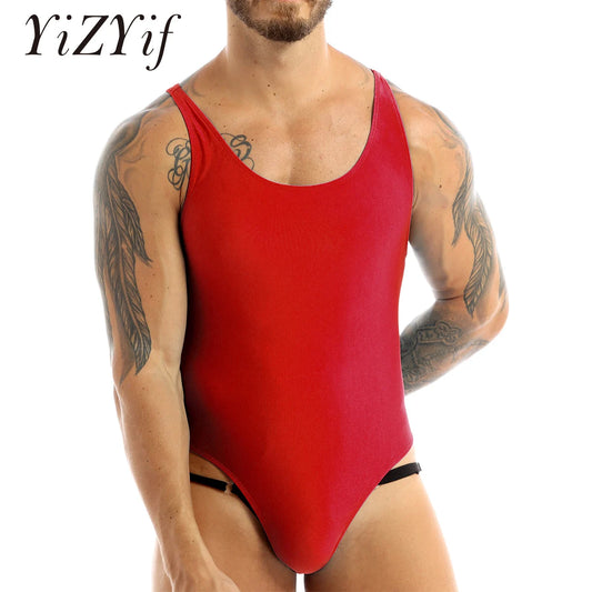 YiZYiF Fashion Sexy Mens Sexy Stretch Swimwear Swimsuit Men Thongs Borat Beachwear Bodysuit Leotard Singlet Costume Free