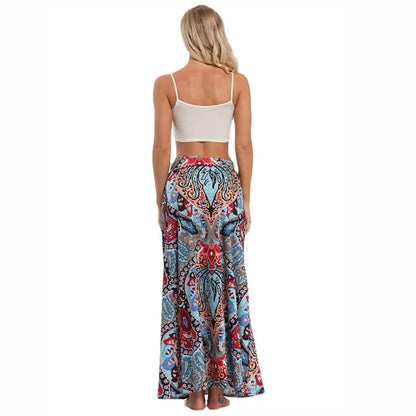 Faldas de cintura alta informales de verano para mujer, faldas largas bohemias a la moda, ropa de mujer, faldas vintage, ropa maxi para mujer